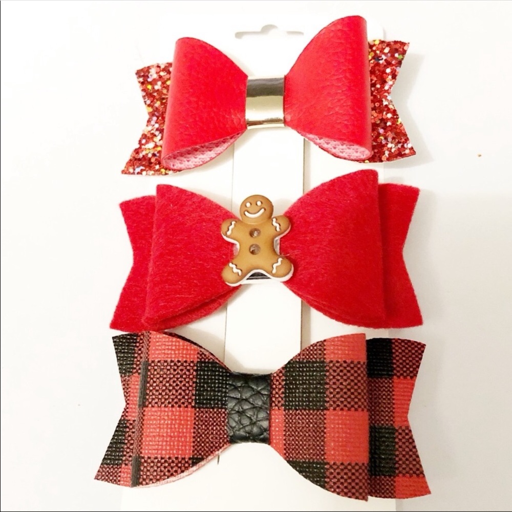 Set of three holiday hair bows